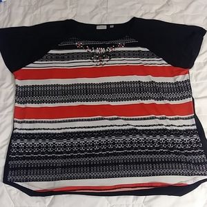 Avenue Black, Red and White blouse.